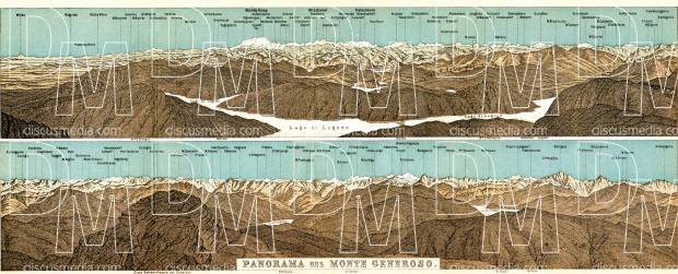 Monte Generoso Mountains´ panoramic view, 1897. Use the zooming tool to explore in higher level of detail. Obtain as a quality print or high resolution image