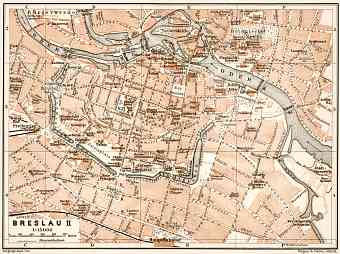 Breslau (Wrocław), central part map, 1911