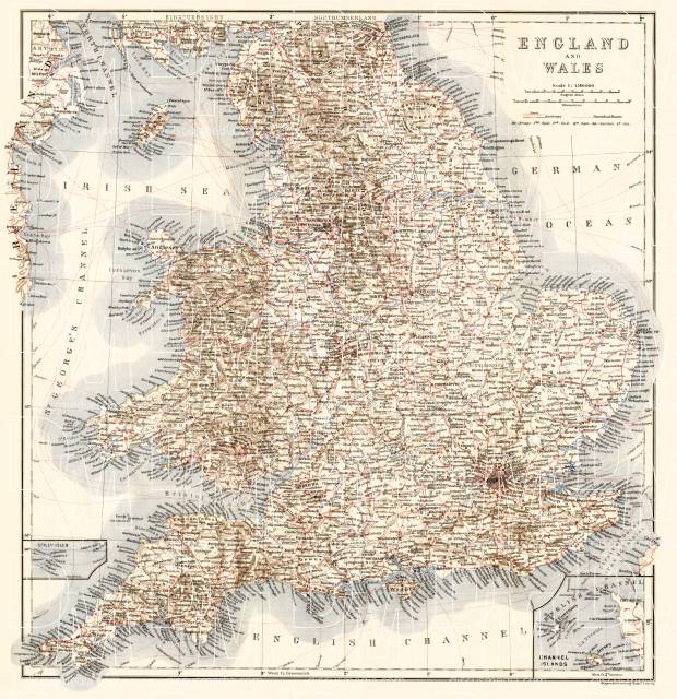 England and Wales map, 1906. Use the zooming tool to explore in higher level of detail. Obtain as a quality print or high resolution image