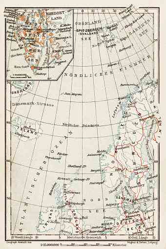 Svalbard (Spitzbergen) Archipelago map, 1931