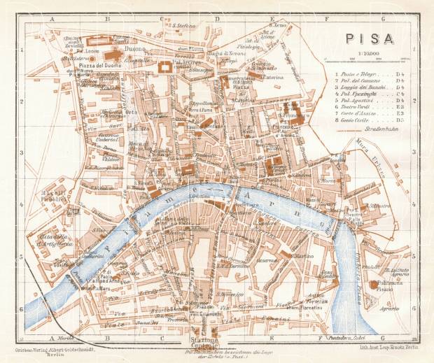 Pisa city map, 1929. Use the zooming tool to explore in higher level of detail. Obtain as a quality print or high resolution image