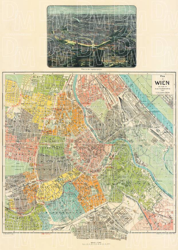 Vienna (Wien) city map, 1912. Use the zooming tool to explore in higher level of detail. Obtain as a quality print or high resolution image