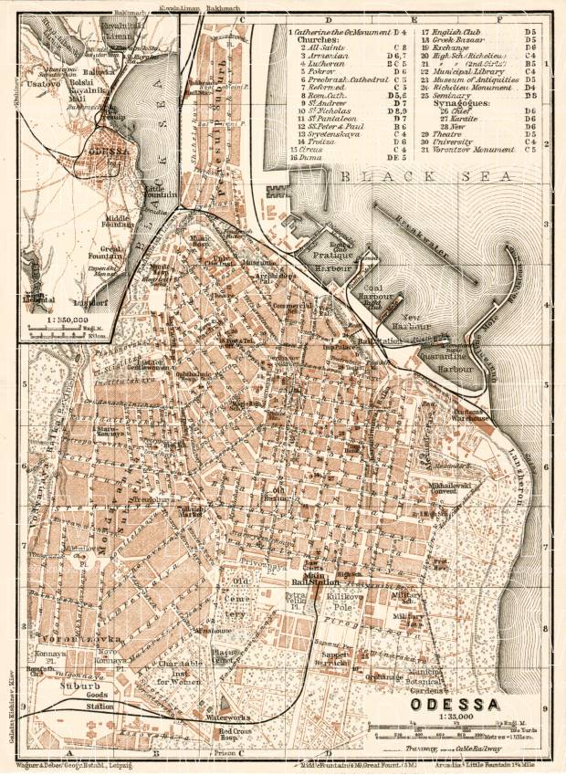 Odessa (Одесса, Odesa) city map, 1914. Use the zooming tool to explore in higher level of detail. Obtain as a quality print or high resolution image