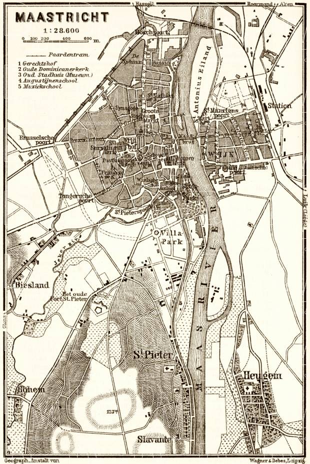 Maastricht city map, 1904. Use the zooming tool to explore in higher level of detail. Obtain as a quality print or high resolution image