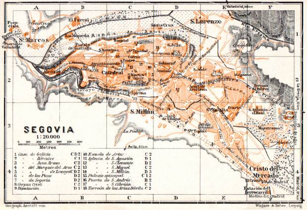 Segovia city map, 1929. Use the zooming tool to explore in higher level of detail. Obtain as a quality print or high resolution image