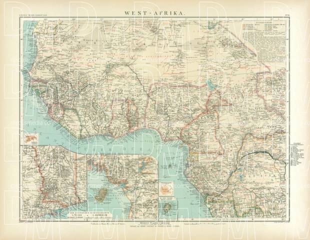 Western Africa Map, 1905. Use the zooming tool to explore in higher level of detail. Obtain as a quality print or high resolution image