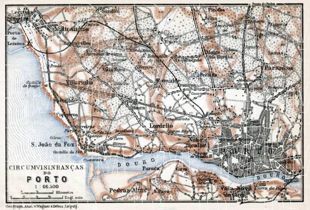 Porto Area Map, 1913. Use the zooming tool to explore in higher level of detail. Obtain as a quality print or high resolution image