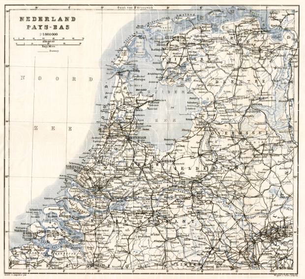 The Netherlands, general map, 1909. Use the zooming tool to explore in higher level of detail. Obtain as a quality print or high resolution image