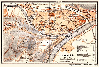 Namur city map, 1904