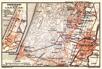 Haarlem environs map, with Zandvoort town plan, 1904