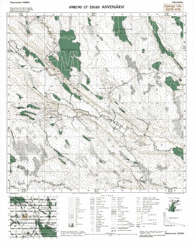 Ostretšje. Ahvenjärvi. Topografikartta 533304. Topographic map from 1942. Use the zooming tool to explore in higher level of detail. Obtain as a quality print or high resolution image