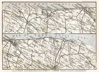 Ostend (Ostende) and environs map, 1909