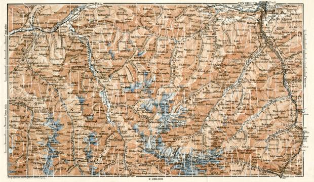 Stubai Alps (Stubaier Alpen) map, 1906. Use the zooming tool to explore in higher level of detail. Obtain as a quality print or high resolution image