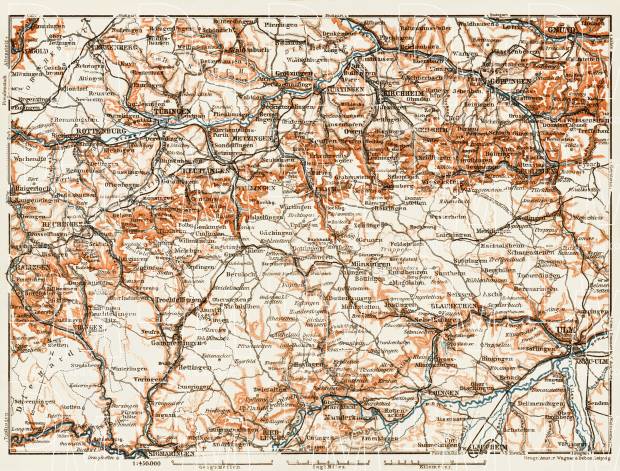 Map of the Central Swabian Jura (Mittlere Schwäbische Alb), 1909. Use the zooming tool to explore in higher level of detail. Obtain as a quality print or high resolution image