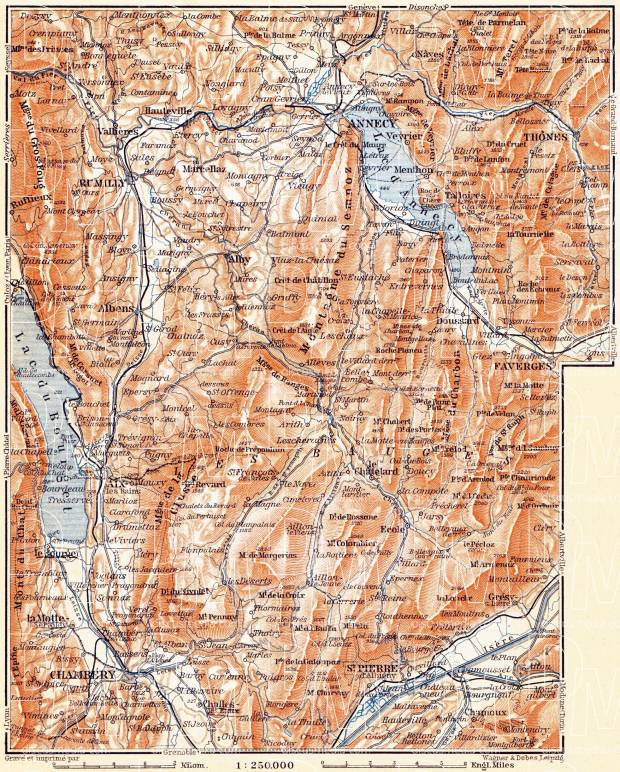 Bauges Mountains map, 1900. Use the zooming tool to explore in higher level of detail. Obtain as a quality print or high resolution image