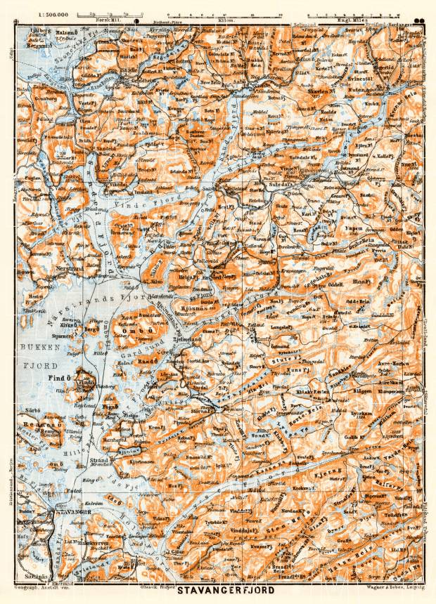 Stavangerfjord map, 1910. Use the zooming tool to explore in higher level of detail. Obtain as a quality print or high resolution image