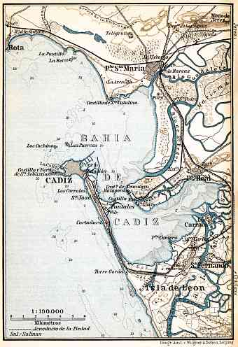 Cádiz and environs map, 1899