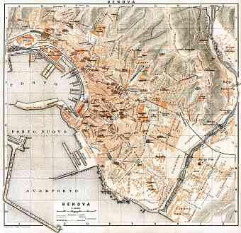Genoa (Genova) city map, 1898