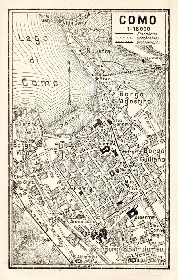 Como town plan, 1929. Use the zooming tool to explore in higher level of detail. Obtain as a quality print or high resolution image