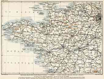 France, northwestern part map, 1909