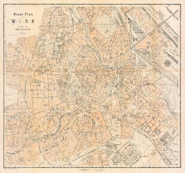 Vienna (Wien) city map, 1905. Use the zooming tool to explore in higher level of detail. Obtain as a quality print or high resolution image