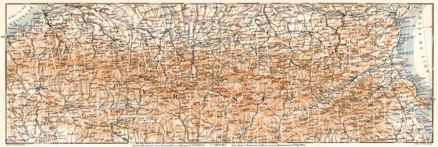 Pyrénées map, 1902. Use the zooming tool to explore in higher level of detail. Obtain as a quality print or high resolution image