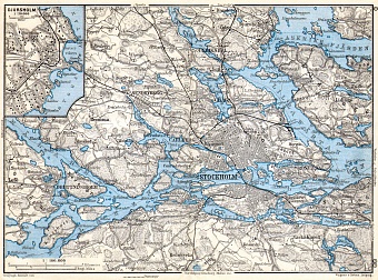 Stockholm and environs map. Djursholm town plan, 1911