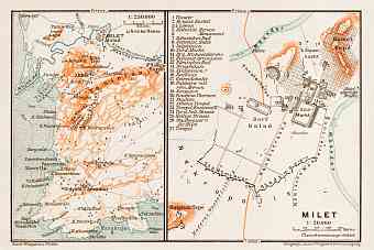 Milet (Miletus), ancient site map. Environs of Milet, 1914