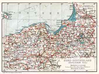 Germany, northeastern regions (including East Prussia). General map, 1906