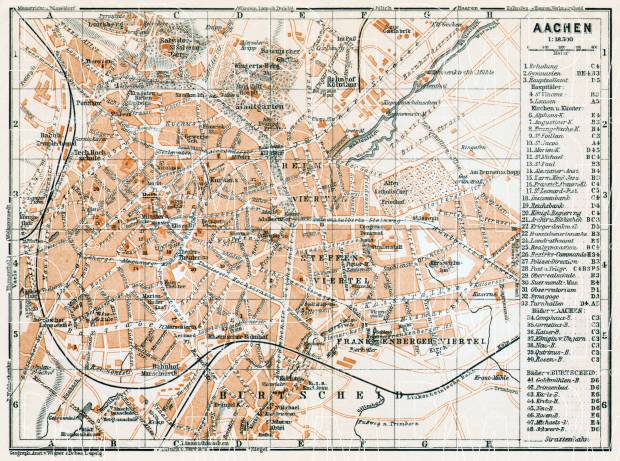 Aachen city map, 1906. Use the zooming tool to explore in higher level of detail. Obtain as a quality print or high resolution image