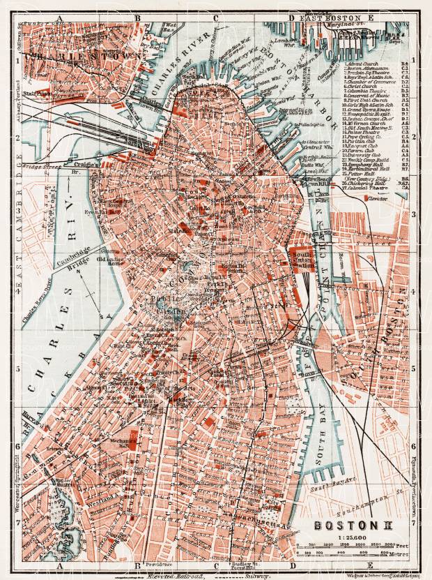 Boston city map, 1909 (Boston II: Centre). Use the zooming tool to explore in higher level of detail. Obtain as a quality print or high resolution image