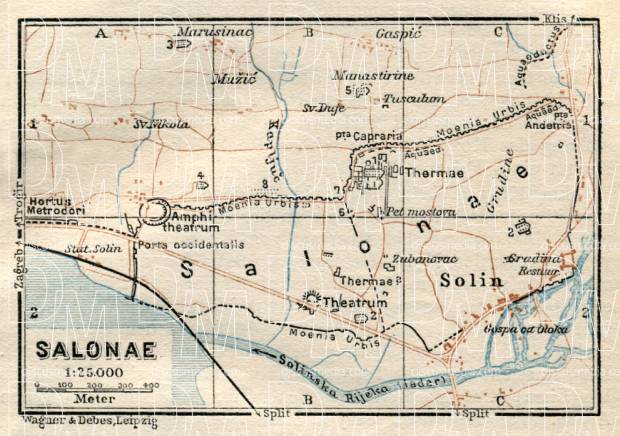 Salonae (Solin, Salona) city map, 1929. Use the zooming tool to explore in higher level of detail. Obtain as a quality print or high resolution image