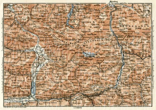Königssee and environs, Salzach River and Salzach Valley area map, 1906. Use the zooming tool to explore in higher level of detail. Obtain as a quality print or high resolution image