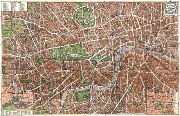 London illustrated (pictorial) city map, about 1910. Use the zooming tool to explore in higher level of detail. Obtain as a quality print or high resolution image