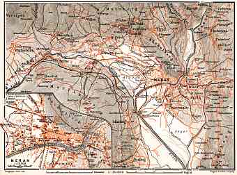 Meran (Merano) and environs map, 1911