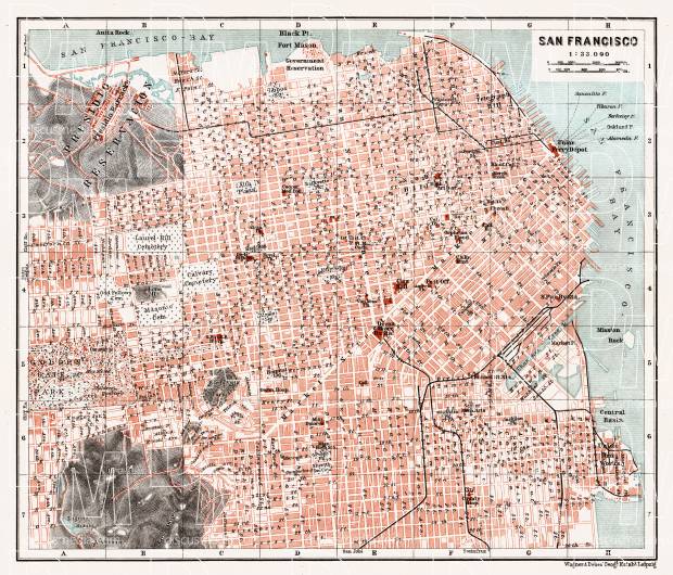 Old Map Of San Francisco In 1909 Buy Vintage Map Replica Poster