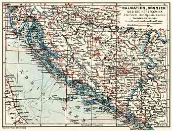 Dalmatia, Bosnia and Herzegovina. General map, 1911