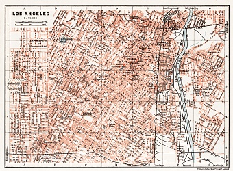 Los Angeles city map, 1909