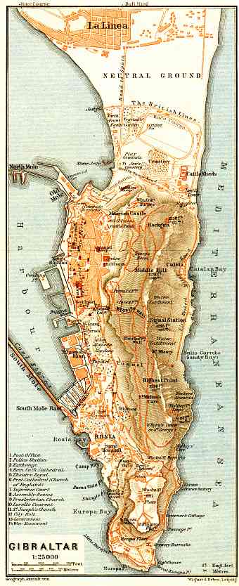 Gibraltar and environs map, 1929