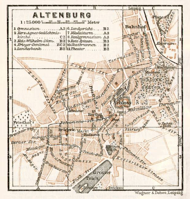 Altenburg city map, 1911. Use the zooming tool to explore in higher level of detail. Obtain as a quality print or high resolution image