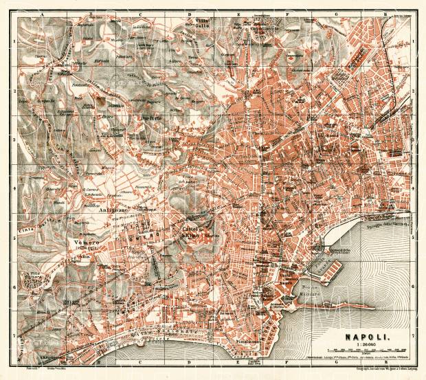 Naples (Napoli) city map, 1898. Use the zooming tool to explore in higher level of detail. Obtain as a quality print or high resolution image