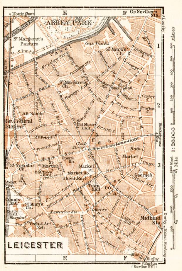 Leicester city map, 1906. Use the zooming tool to explore in higher level of detail. Obtain as a quality print or high resolution image