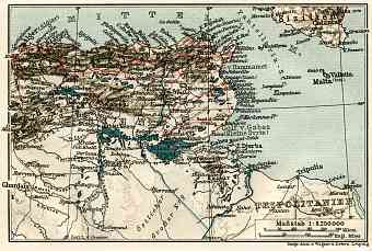 Tunisia on the map of the northastern part of the French Sudan, 1909
