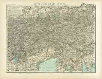 Austria on the map of the eastern Alpine countries, 1905
