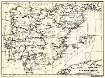 Portugal on the railway map of Iberian Peninsula, 1899
