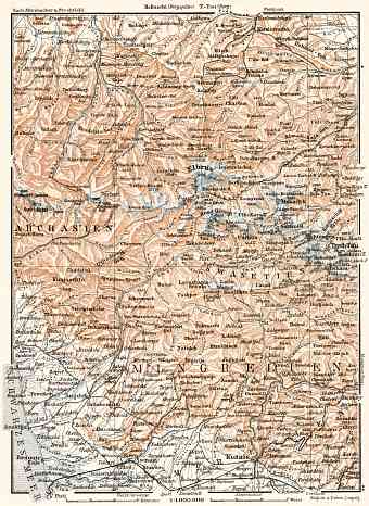 Georgia on the map of West Central Caucasus, 1914