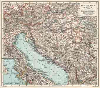 Croatia on the map of Yugoslavia and Adriatic region, 1929
