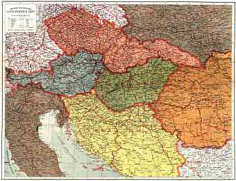Bosnia and Herzegovina on the General and Railway Map of the Austro-Hungarian Empire Successor States (in Czech), 1920