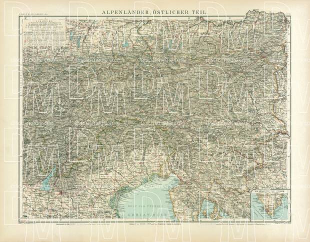 North Italy on the map of the eastern Alpine countries, 1905. Use the zooming tool to explore in higher level of detail. Obtain as a quality print or high resolution image