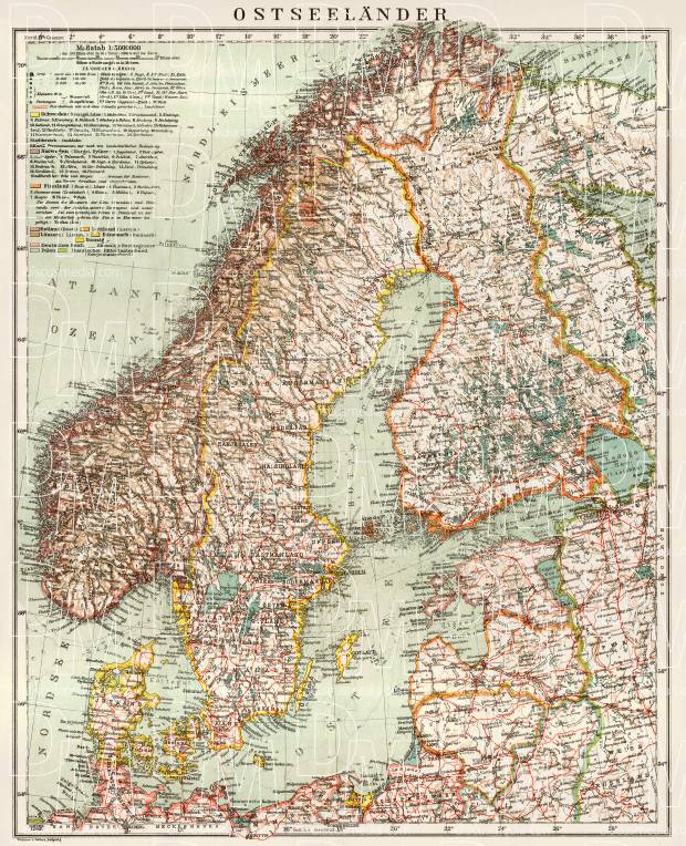 Norway on the general map of the Baltic Lands (Ostseeländer), 1929. Use the zooming tool to explore in higher level of detail. Obtain as a quality print or high resolution image